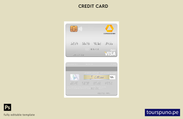 lista para imprimir plantilla de tarjeta de débito visa de Alemania Commerz Bank